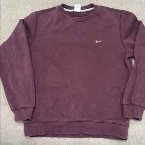 Nike Men's Burgundy center swoosh style Crewneck Sweater